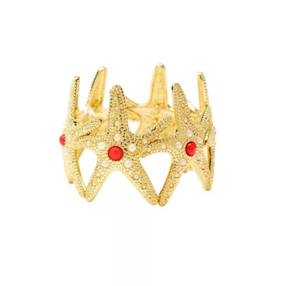 Lilly Pulitzer GWP Starfish Cuff with Coral Stones & Pearls - Picture 1 of 4